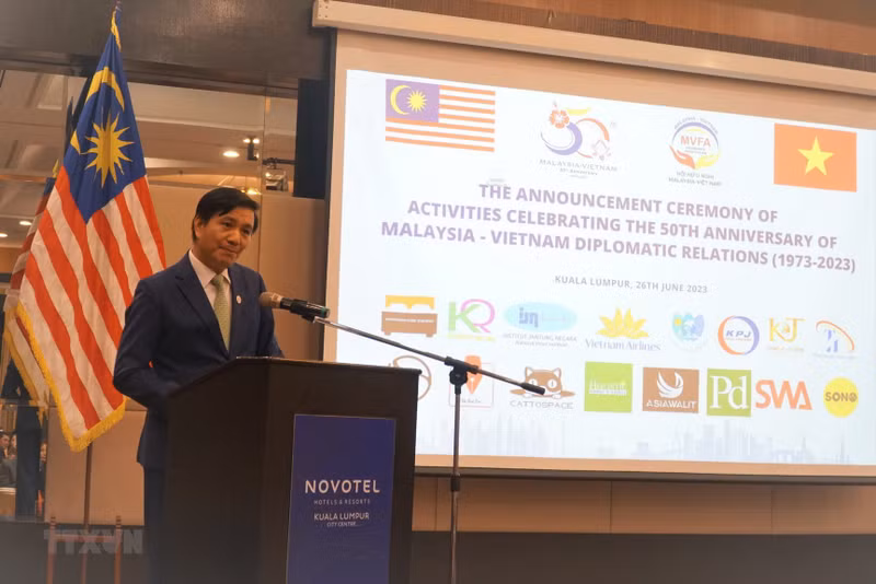 El embajador Dinh Ngoc Linh habla en el evento. (Fotografía: VNA)