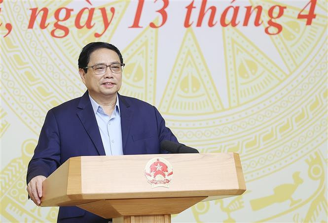 El primer ministro vietnamita, Pham Minh Chinh, en la reunión. (Fotografía: VNA)