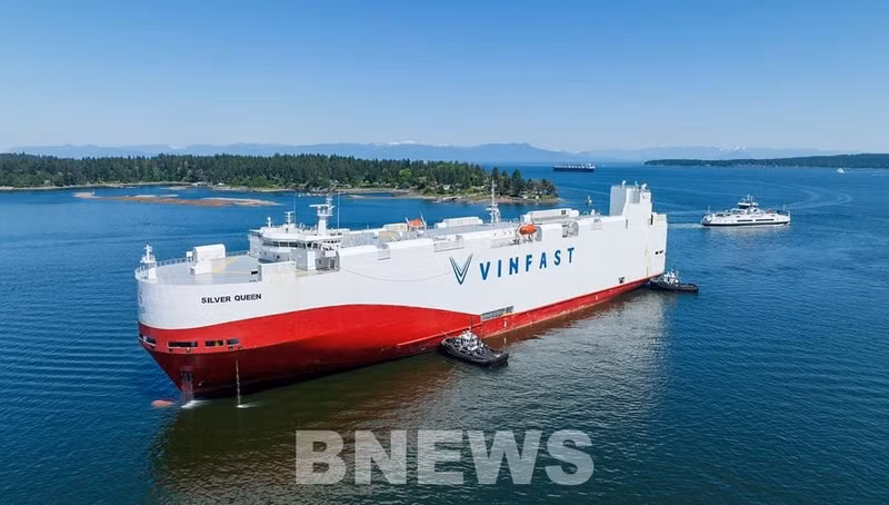 El buque Silver Queen Panama lleva los automóviles de VinFast. (Fotografía: BNEWS)