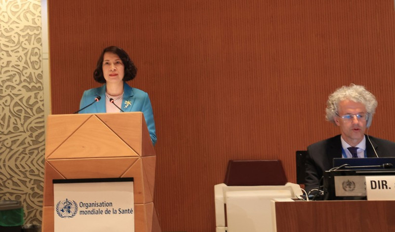 La viceministra de Salud de Vietnam Nguyen Thi Lien Huong habla en el evento. (Fotografía: VNA)