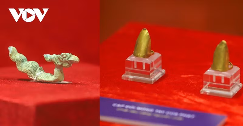 Entre unos 200 documentos, objetos e imágenes presentados, varios materiales se exhiben por primera vez, tales como un par de uñas de Buda (hechas de oro puro) y una estatua en bronce del ave fénix que data del siglo XIV en el templo de An Sinh, provincia de Quang Ninh.