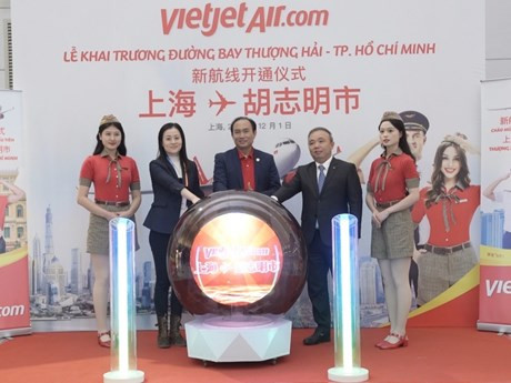 En la inauguración de la ruta Ciudad Ho Chi Minh - Shanghai de Vietjet. (Fotografía: Vietjet.com)