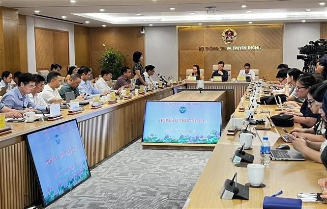 En la rueda de prensa ordinaria del Ministerio de Información y Comunicación. (Fotografía: VNA)