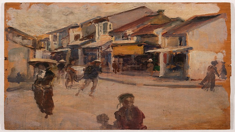 La obra "Un rincón de Hanói" del pintor Victor Tardieu.