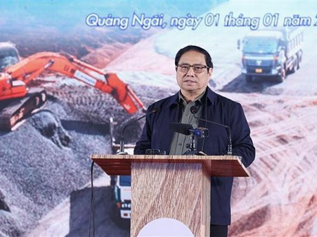 El primer ministro vietnamita, Pham Minh Chinh, en la ceremonia. (Fotografía: VNA)