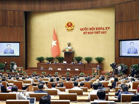 El presidente de la Asamblea Nacional, Vuong Dinh Hue, en la sesión. (Fotografía: VNA)