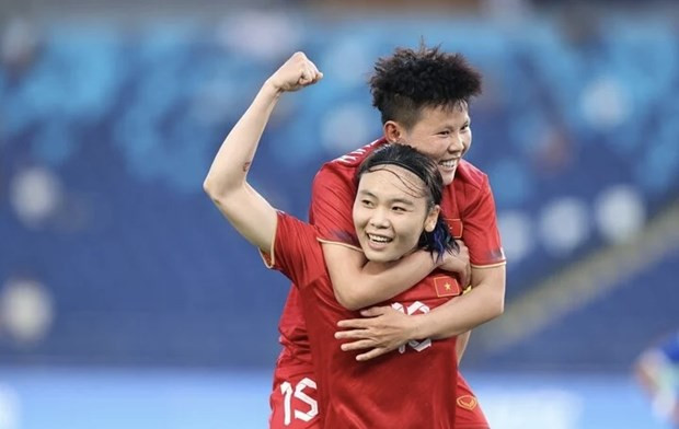 Las jugadoras vietnamitas celebran su victoria. (Fotografía: vtc.vn)