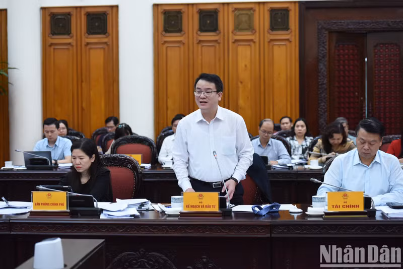 Representante del Ministerio de Planificación e Inversiones habla en la reunión.