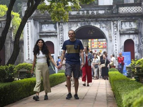 El Templo de la Literatura, uno de los principales destinos de turistas extranjeros al visitar Hanói. (Foto: VNA)