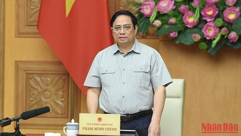 El primer ministro de Vietnam, Pham Minh Chinh, habla en el evento. (Fotografía: Nhan Dan)