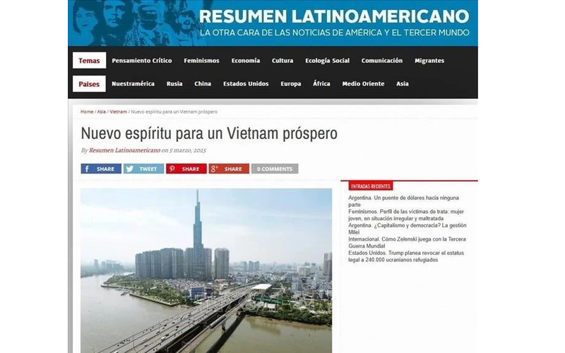 Resumen Latinoamericano elogia logros del desarrollo innovador de Vietnam (Foto: Captura de pantalla)