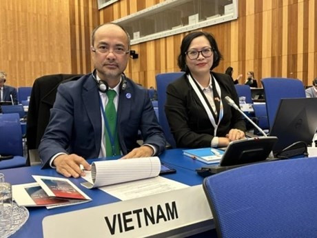 El embajador Nguyen Trung Kien en la XX sesión de la Asamblea General de la Organización de las Naciones Unidas para el Desarrollo Industrial (ONUDI) en Viena. (Foto: VNA)