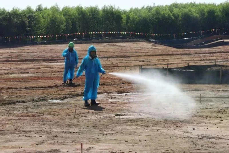Tratamiento del dioxina en el aeropuerto de Bien Hoa. (Foto: VNA)