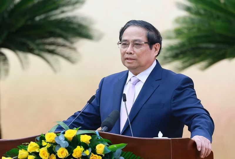 El primer ministro de Vietnam, Pham Minh Chinh, interviene en la cita (Foto: VNA)