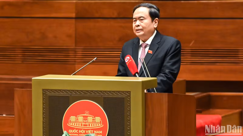 El presidente de la ANV, Tran Thanh Man, interviene en el acto. 