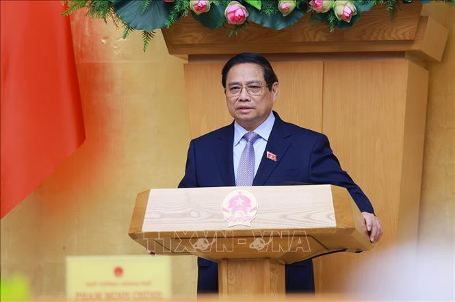 El primer ministro de Vietnam, Pham Minh Chinh, habla en el evento. (Foto: VNA)