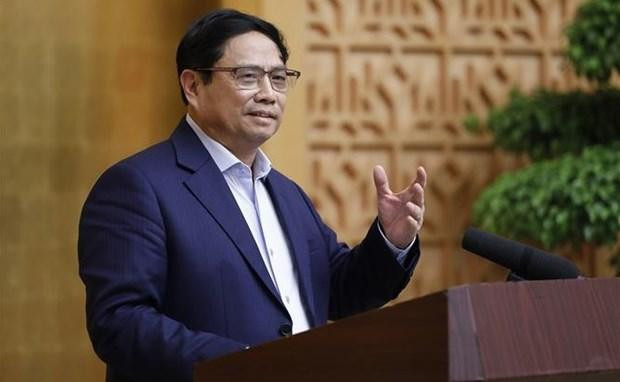 El primer ministro vietnamita, Pham Minh Chinh, en la reunión. (Fotografía: VNA)