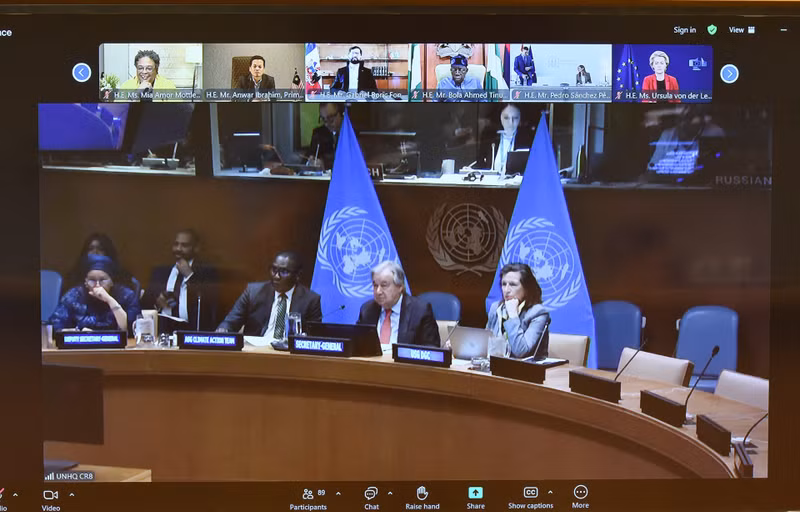 El secretario general de las Naciones Unidas, António Guterres, habla en la cita.