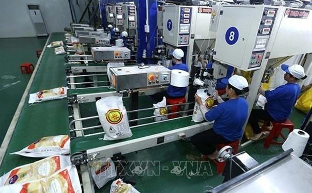 Línea de envasado de arroz. (Fotografía: VNA)