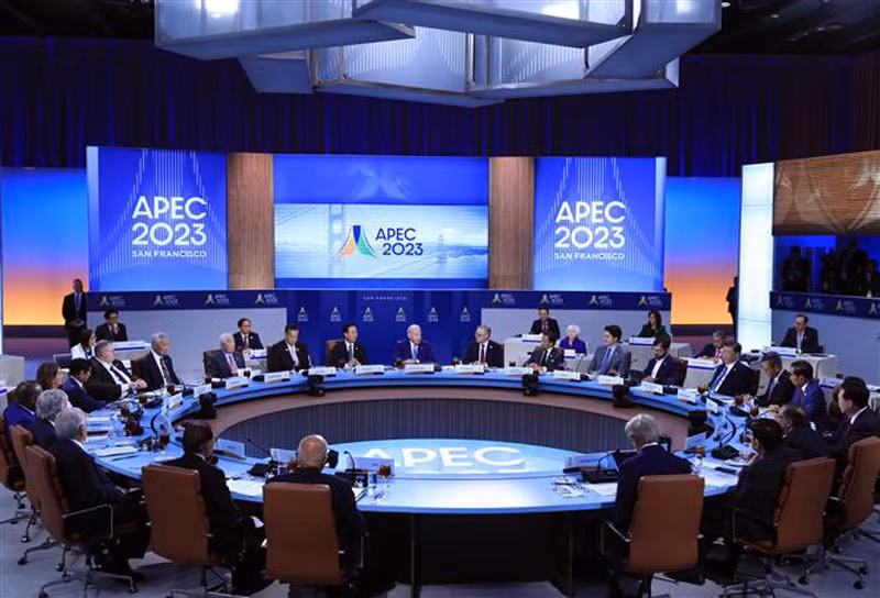 El presidente vietnamita Vo Van Thuong y los líderes de APEC en la cita. (Foto: VNA)