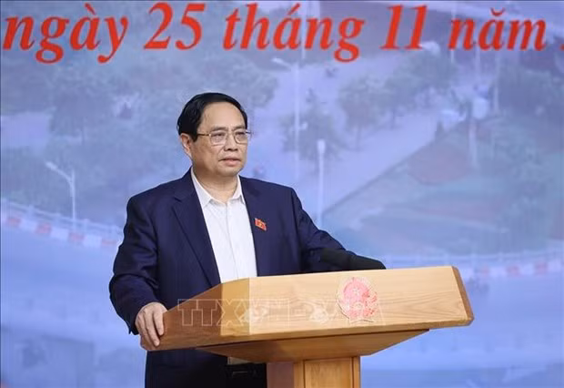 El primer ministro de Vietnam, Pham Minh Chinh en la reunión. (Foto: VNA)