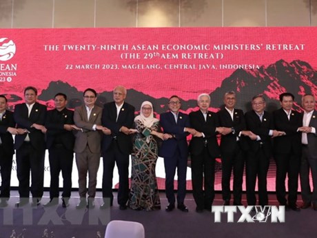 Delegados en la 29. Conferencia Restringida AEM en Magelang, provincia de Java Central en Indonesia. (Foto: VNA)