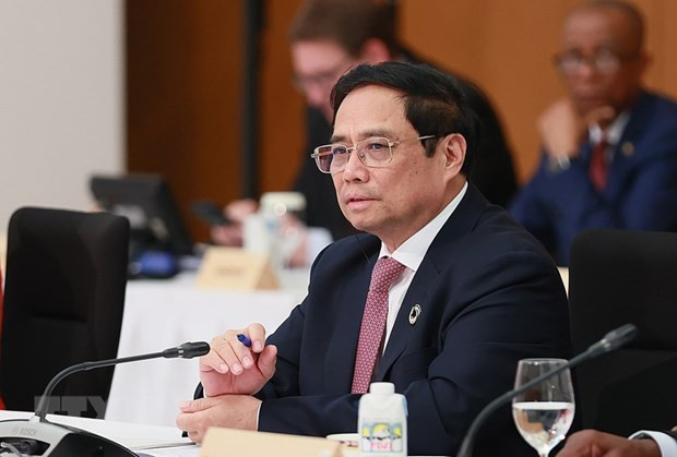 El primer ministro de Vietnam, Pham Minh Chinh, en la sesión. (Fuente: VNA)