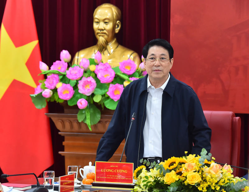 El presidente vietnamita, Luong Cuong, en la reunión. 