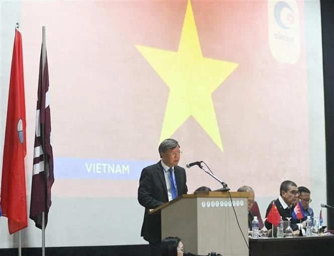 El embajador de Vietnam en Cuba, Le Quang Long, habla en VII Congreso Nacional del Comité Cubano de la Asociación de Estudios sobre Asia y África. (Foto: VNA)