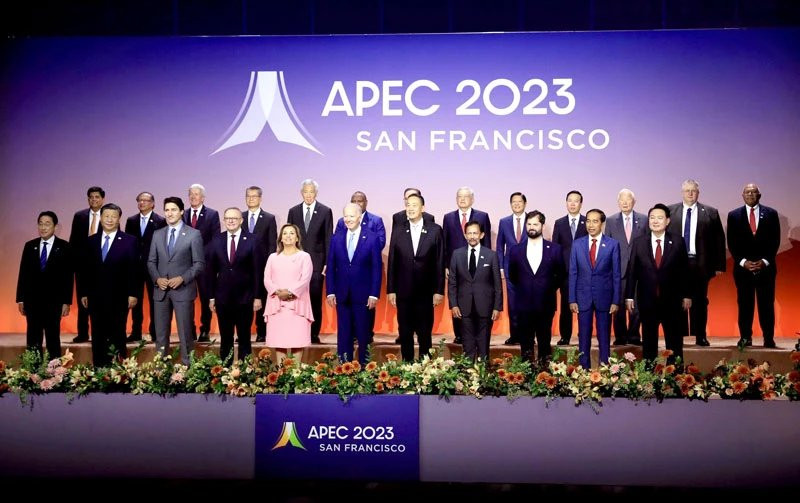 El presidente vietnamita, Vo Van Thuong, y los líderes económicos del APEC. (Foto: VNA)