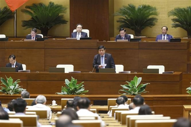 El ministro de Planificación e Inversión, Nguyen Chi Dung, habla en el evento. (Foto: VNA)