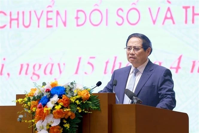 Primer ministro vietnamita habla en el evento. (Foto: VNA)