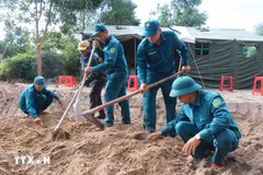 Un sitio de excavación en busca de restos óseos de soldados caídos en la provincia vietnamita de Quang Ngai. (Foto: VNA)