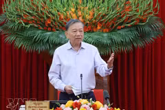 El secretario general del Partido Comunista de Vietnam y presidente de la República, To Lam, interviene en la cita. (Foto: VNA)