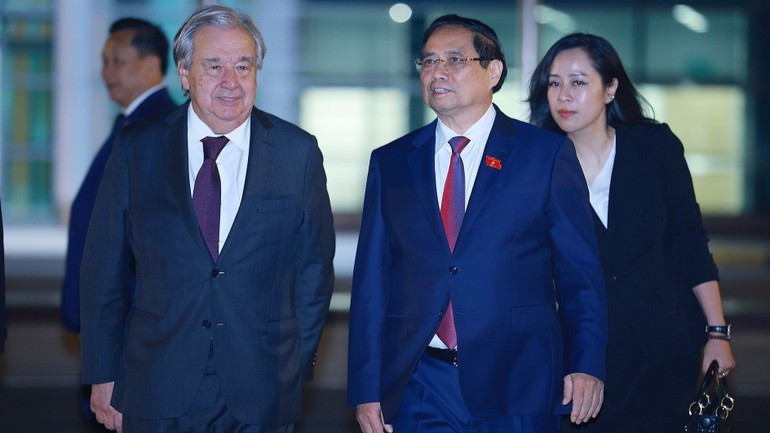 El primer ministro de Vietnam, Pham Minh Chinh, y el secretario general de la ONU, Antonio Guterres. El primer ministro de Vietnam, Pham Minh Chinh, y el secretario general de la ONU, Antonio Guterres.