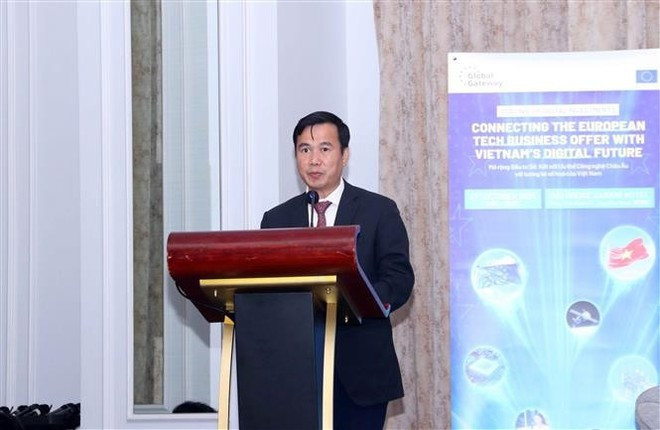 Bui The Duy, viceministro de Ciencia y Tecnología de Vietnam, habla en el evento. (Foto: VNA) Bui The Duy, viceministro de Ciencia y Tecnología de Vietnam, habla en el evento. (Foto: VNA)