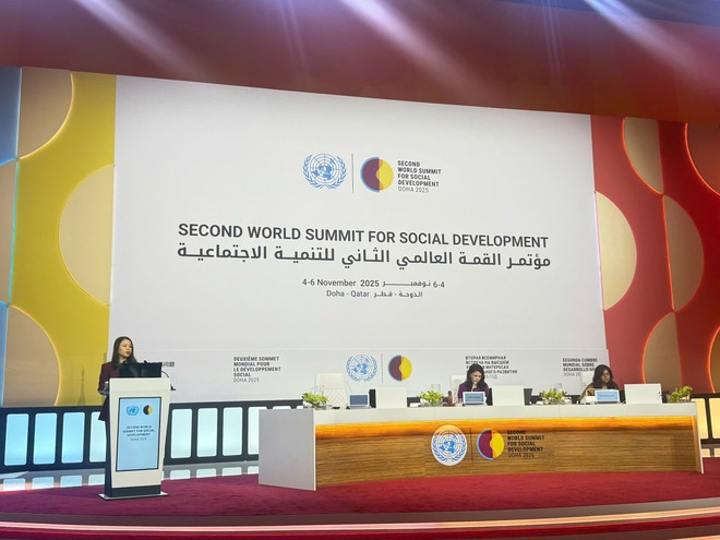 La viceministra de Relaciones Exteriores vietnamita Nguyen Minh Hang interviene en la cita. (Foto: VNA)