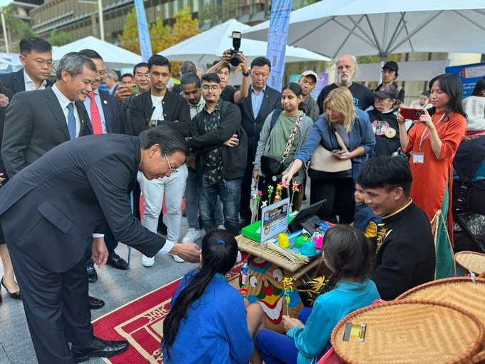 El stand de Ciudad Ho Chi Minh en la Semana de Promoción de Turismo de Vietnam en Australia.
