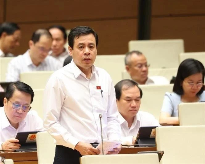 El diputado Tran Anh Tuan de Ciudad Ho Chi Minh habla en una sesión de debate. (Fotografía: VNA)