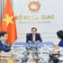 El ministro de Relaciones Exteriores de Vietnam, Le Hoai Trung, sostiene una conversación telefónica con su homólogo mexicano, Roberto Velasco Álvarez. (Foto: Ministerio de Relaciones Exteriores de Vietnam)