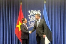 El viceprimer ministro y canciller de Vietnam, Bui Thanh Son, y el titular de Asuntos Exteriores de Estonia, Margus Tsahkna. (Fuente: VNA) 