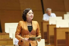 La gobernadora del Banco Estatal de Vietnam, Nguyen Thi Hong, habla en la cita (Fuente: VNA)