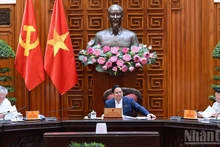 El primer ministro de Vietnam, Pham Minh Chinh, interviene en la reunión. (Foto: Nhan Dan)