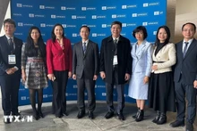 La delegación de Vietnam en la reunión 222 de la Unesco. (Foto: VNA)