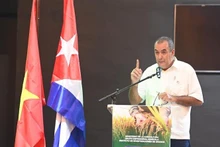 El ministro cubano de Agricultura, Ydael Pérez Brito, habla en el evento. (Foto: VNA)