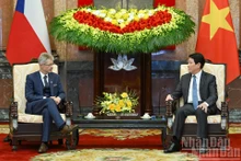 Reunión entre el presidente de Vietnam, Luong Cuong, y el titular del Senado de la República Checa, Milos Vystrcil. (Foto: Nhan Dan)