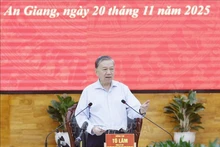 El secretario general del Partido Comunista de Vietnam, To Lam, interviene en la reunión. (Foto: VNA)