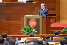 El presidente de la Asamblea Nacional de Vietnam, Tran Thanh Man, interviene en la cita. (Foto: daibieunhandan.vn)