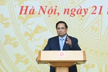El primer ministro de Vietnam, Pham Minh Chinh, interviene en la reunión. (Foto: Nhan Dan)