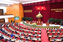 Vista de la sesión de clausura del 14º Pleno del XIII Comité Central del Partido Comunista de Vietnam. (Foto: Nhan Dan)